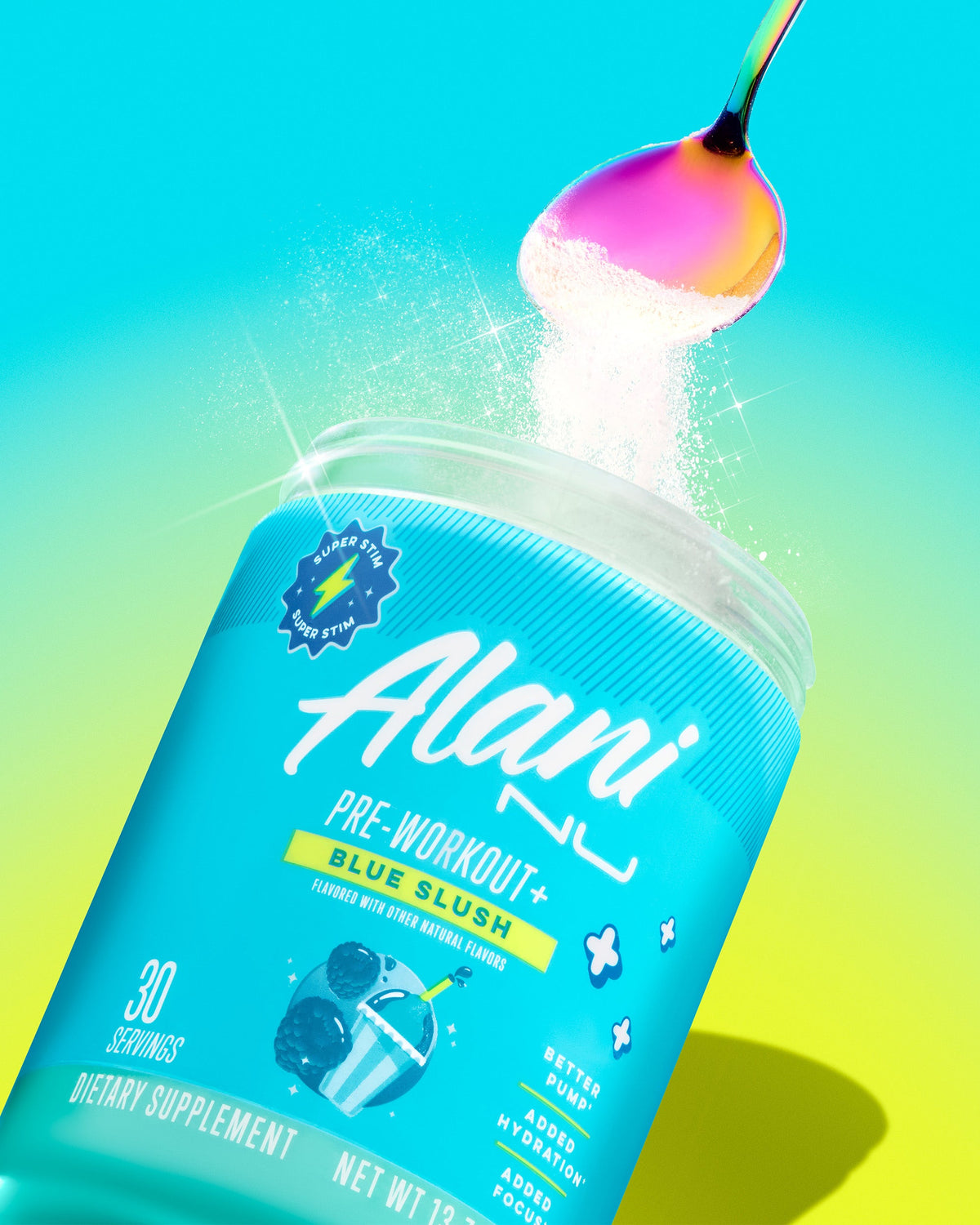 Blue Slush Pre-Workout+ Powder, 30 Servings
