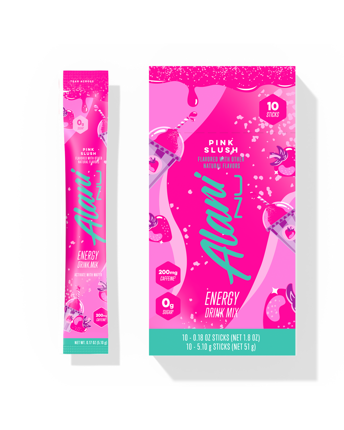 Pink Slush Powdered Energy Drink Sticks, 10-Pack