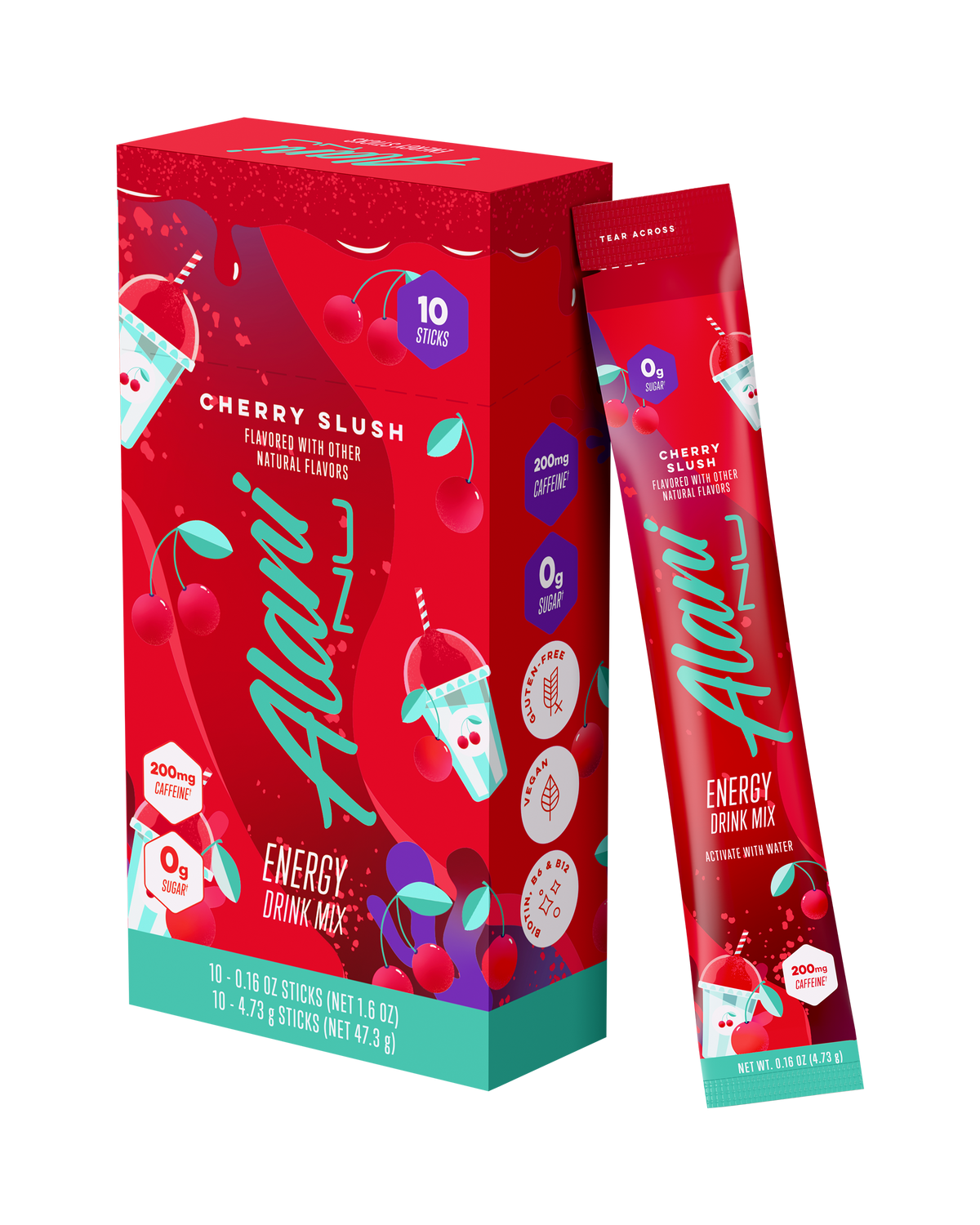 Cherry Slush Energy Powder Sticks, 10-Pack