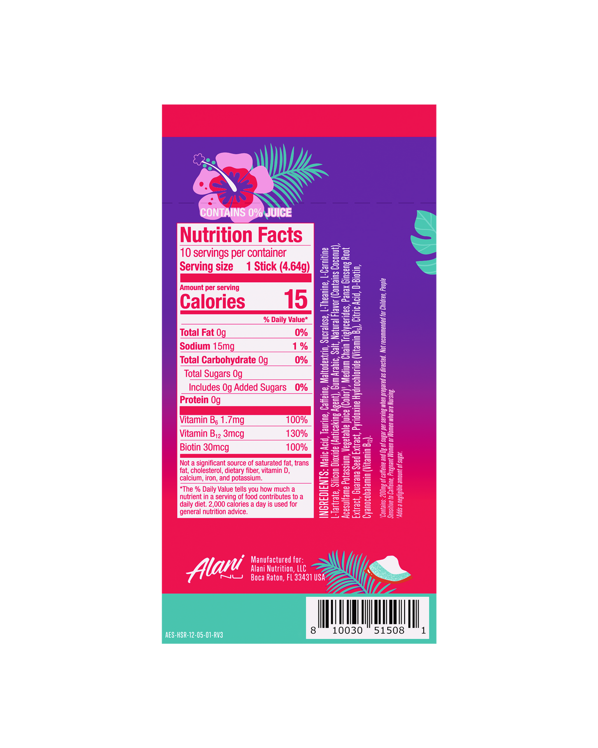 Portable Hawaiian Shaved Ice Energy Mix, 10-Pack