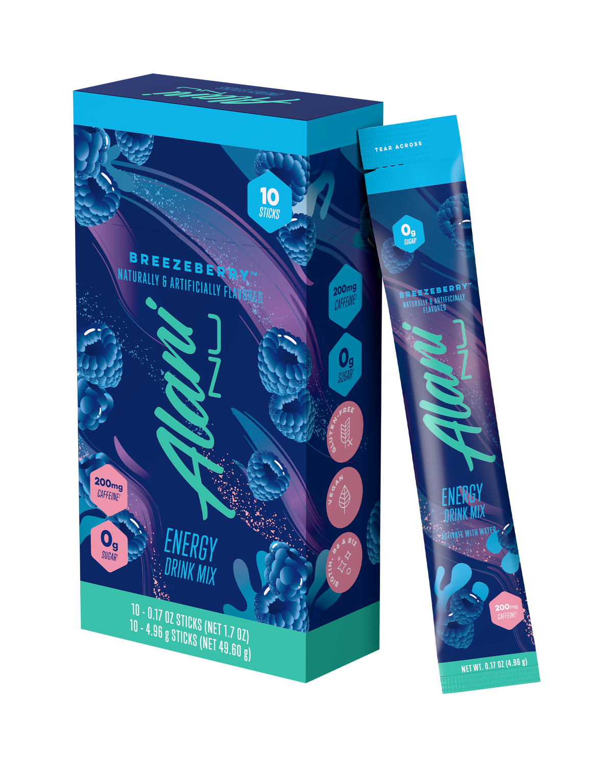 Breezeberry Energy Powder Sticks, 10-Pack