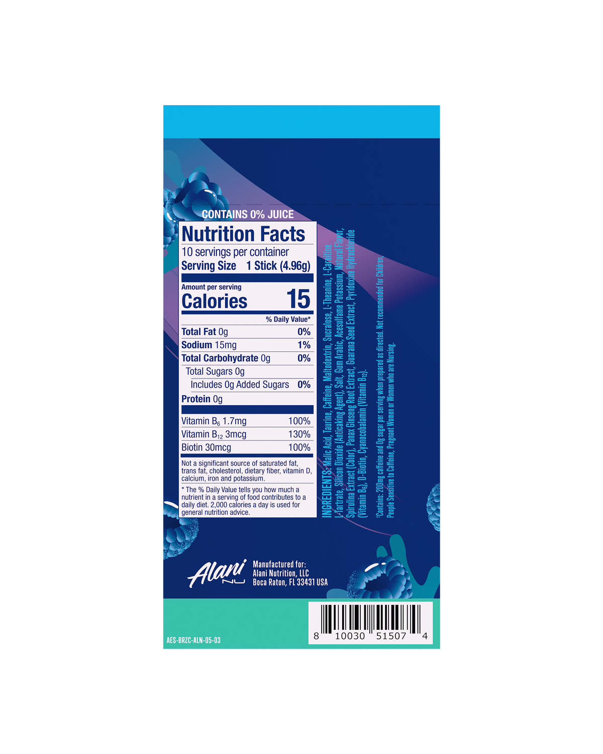 Breezeberry Energy Powder Sticks, 10-Pack